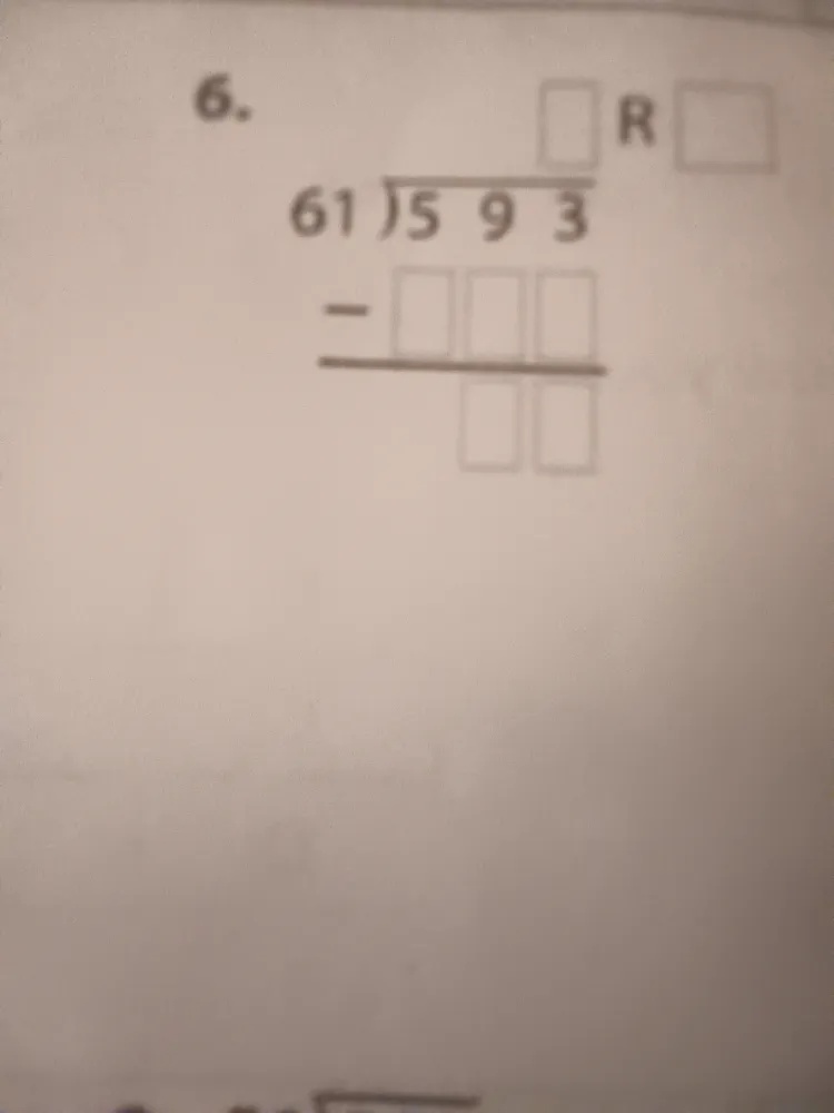 Solve the division problem $593 61$ using | StudyX