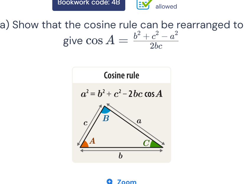 Show that the cosine rule can be rearranged | StudyX