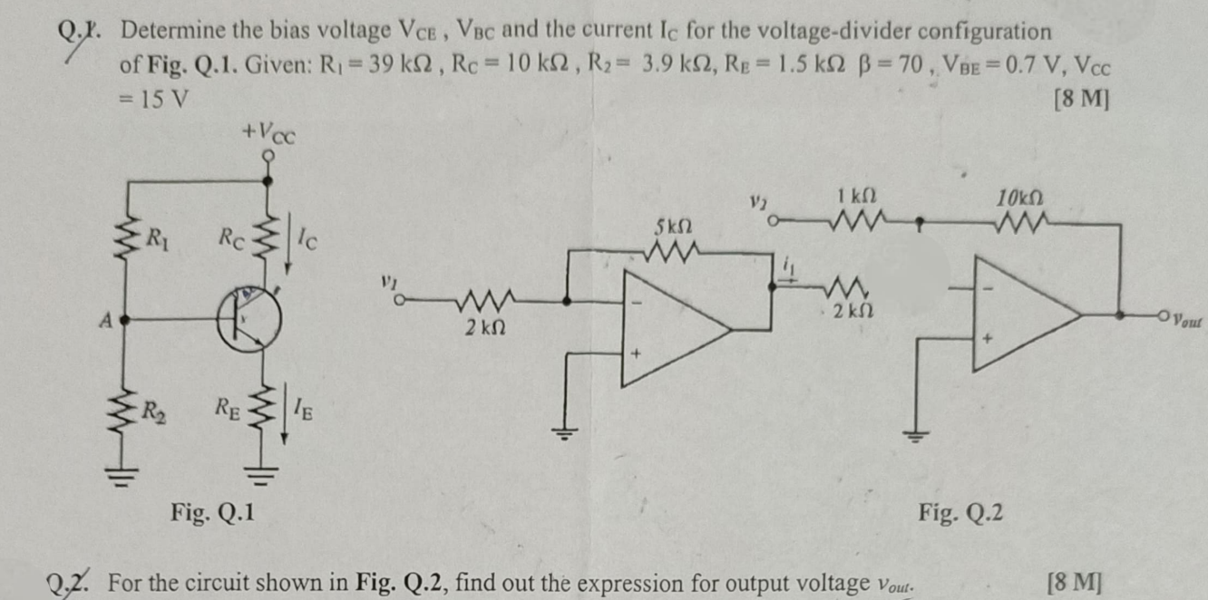 Determine the bias voltage $V_{CE}$, | StudyX