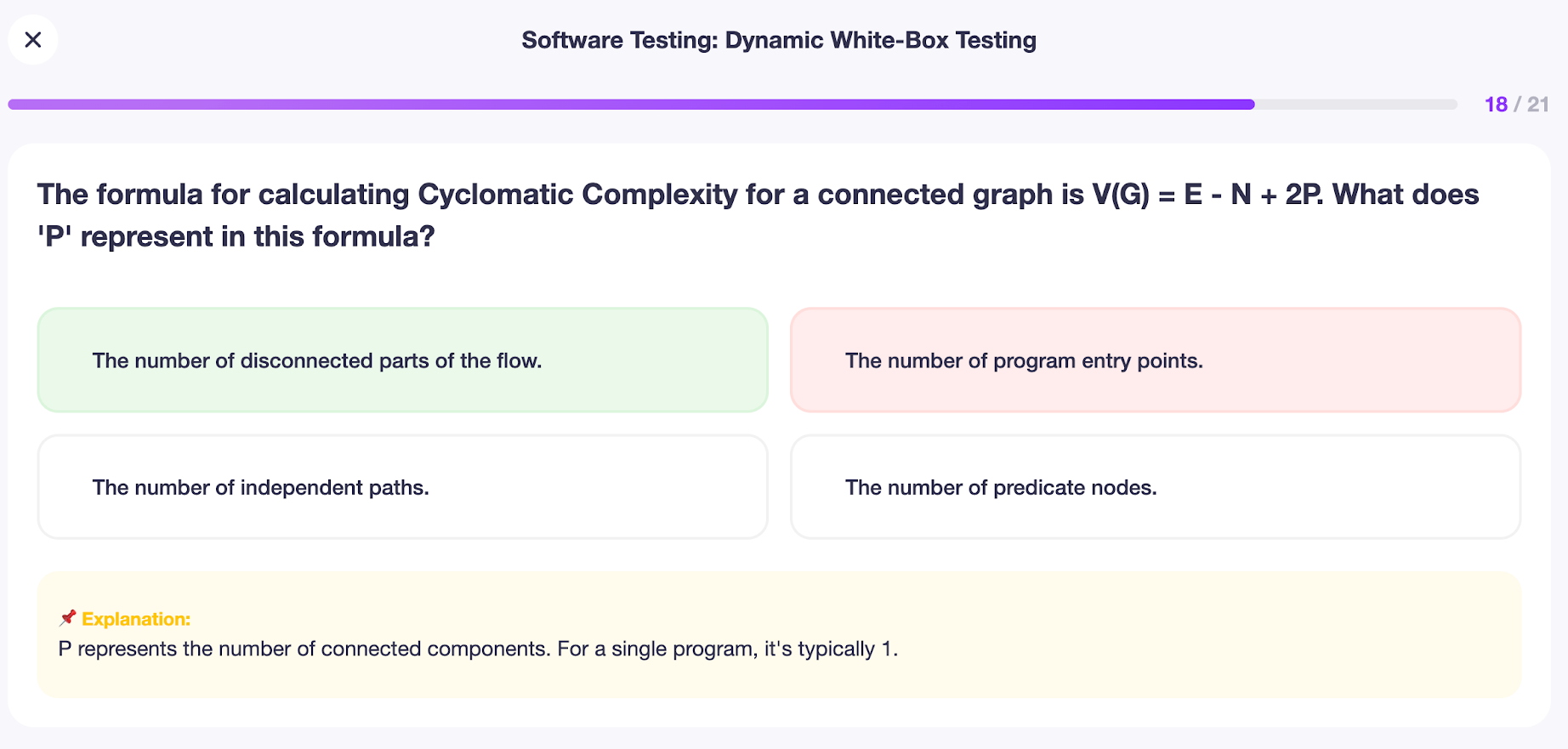 The formula for calculating Cyclomatic | StudyX