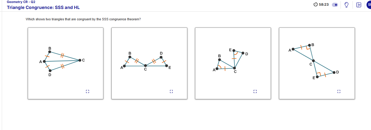 Which shows two triangles that are congruent | StudyX