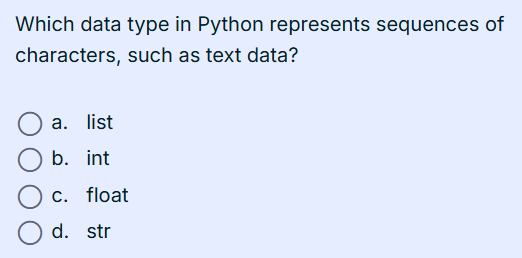 Which data type in Python represents | StudyX