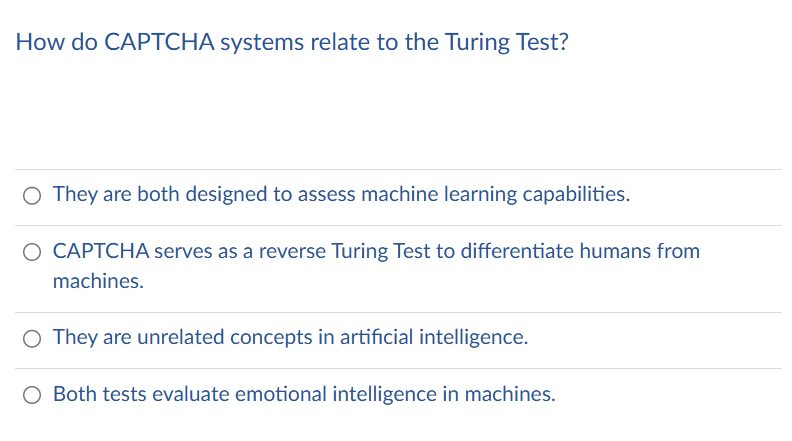 How do CAPTCHA systems relate to the Turing