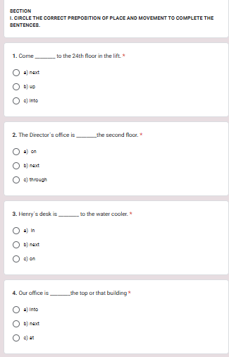 SECTION I. CIRCLE THE CORRECT PREPOSITION OF | StudyX