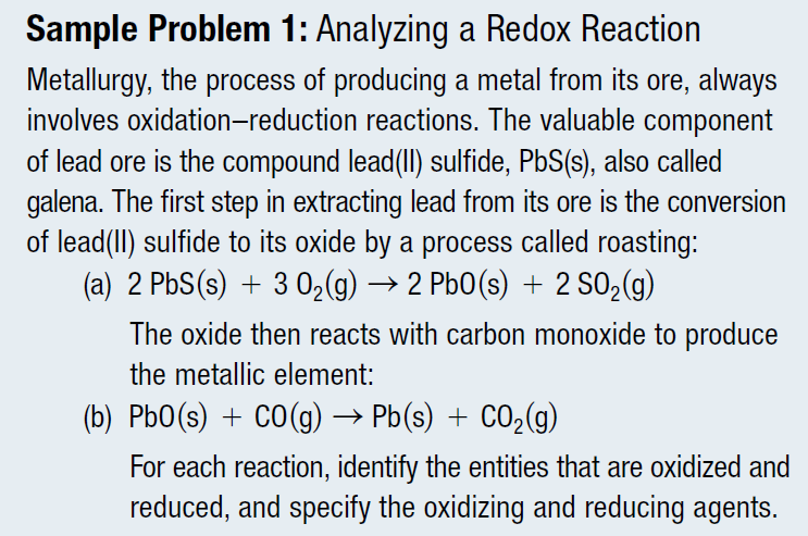 Redox Example Problem Sample Problem 1: Analyzing a Redox Reaction