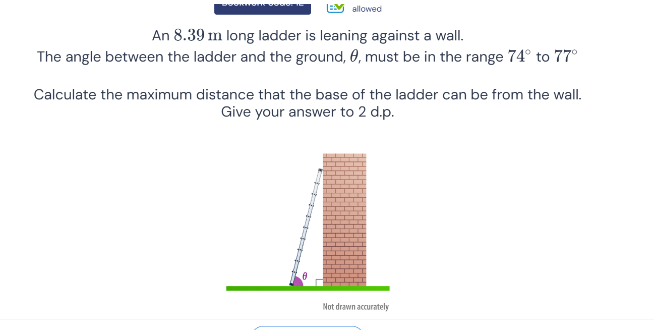 An 8.39 m long ladder is leaning against a | StudyX