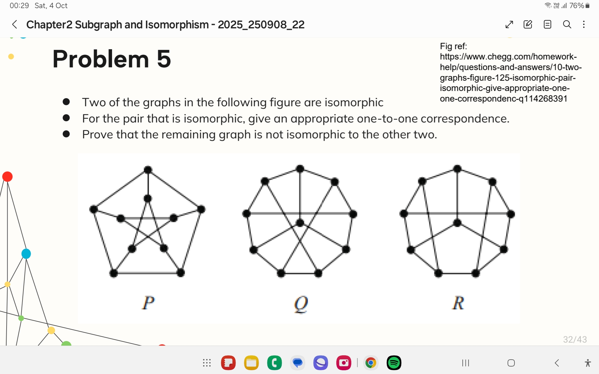 Iso Examples Graph Problem 5 * Two of the graphs in the | StudyX