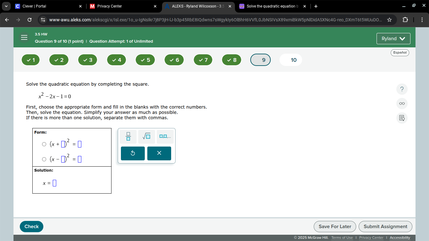 Solve the quadratic equation by completing | StudyX