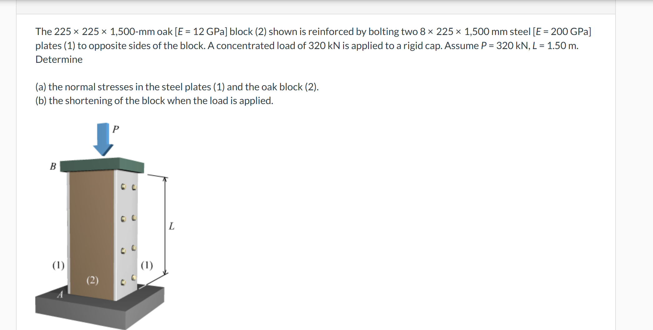The 225 225 1500-mm oak E = 12 GPa block | StudyX
