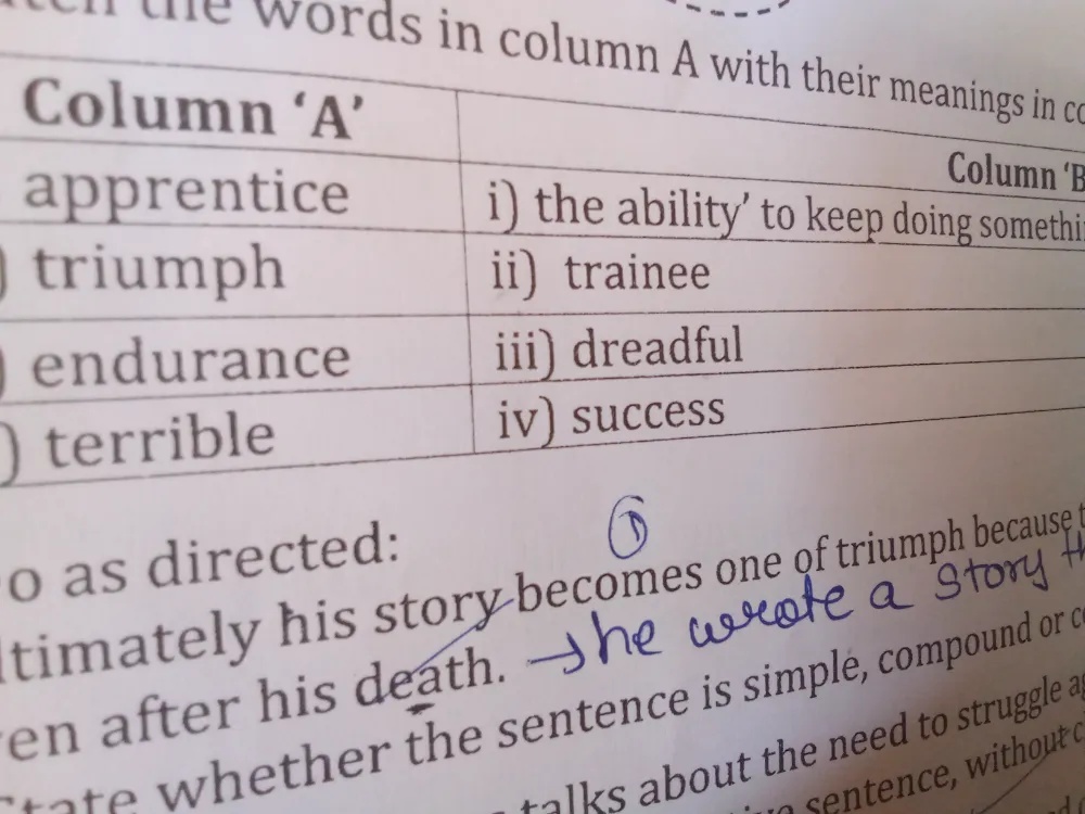 Match the words in column A with their | StudyX
