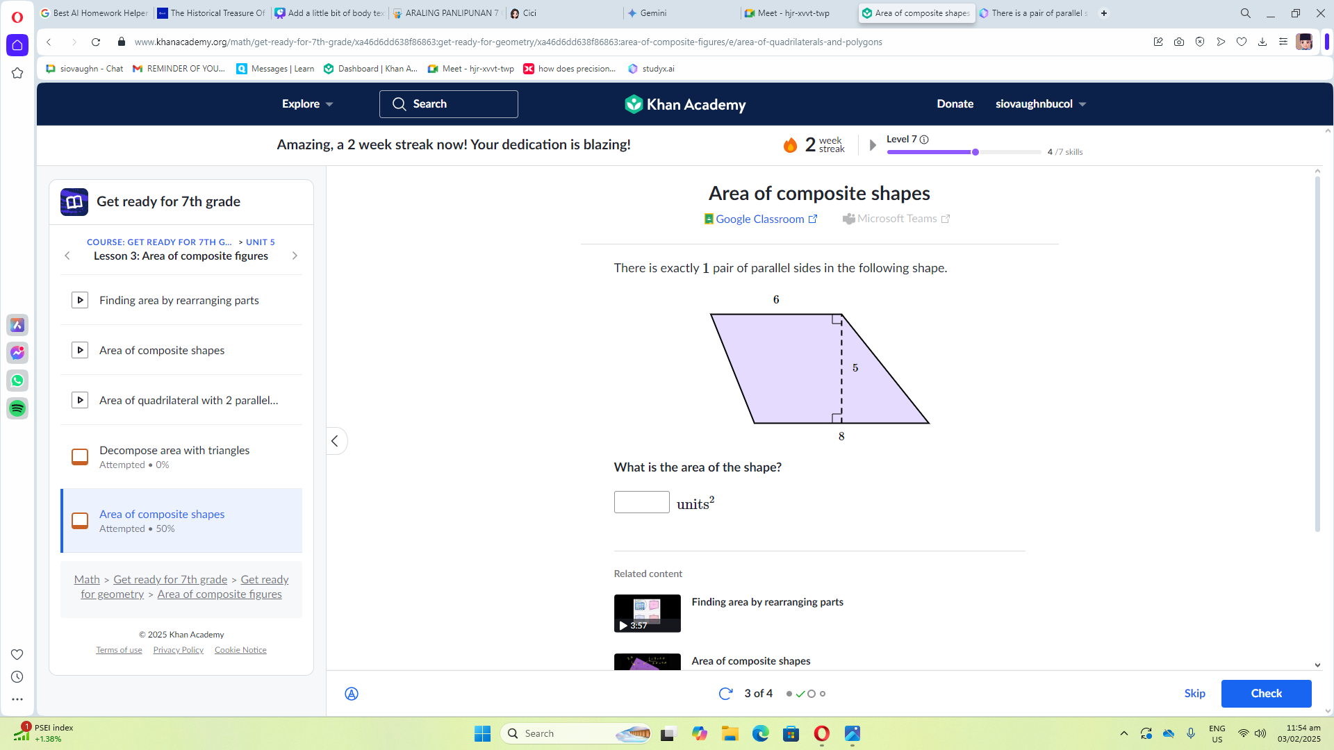 There is exactly 1 pair of parallel sides in