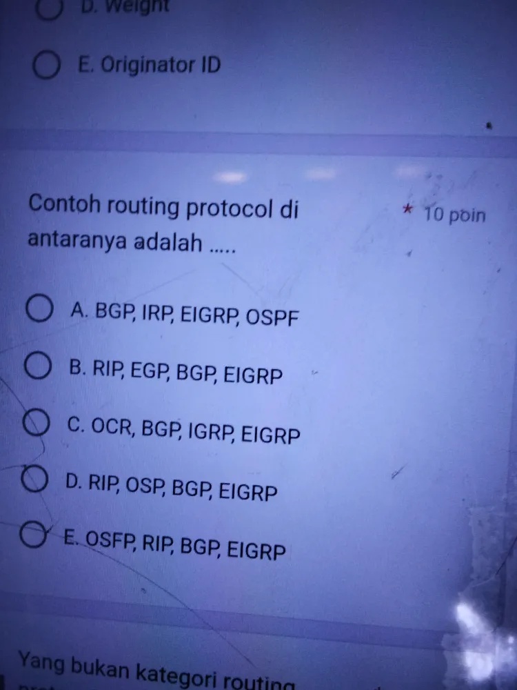 Contoh routing protocol di antaranya adalah | StudyX
