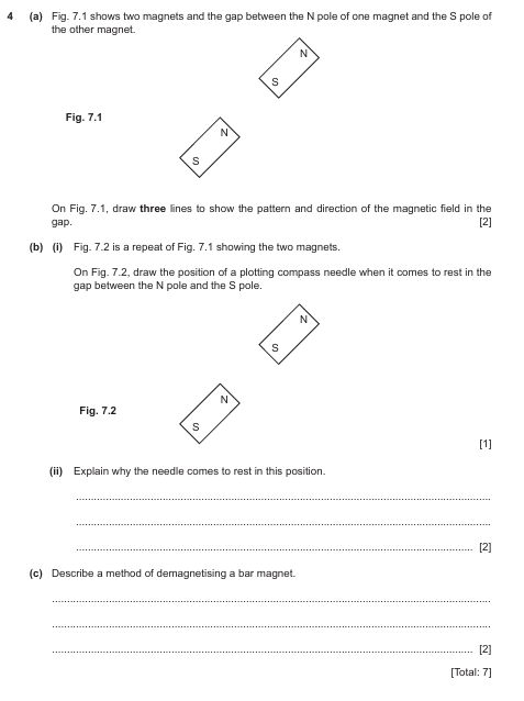(a) Fig 71 shows two magnets and the gap