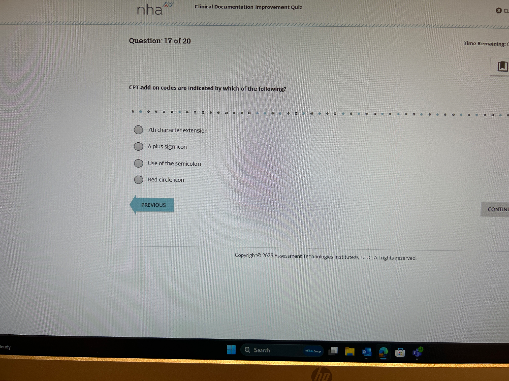 Question: 17 of 20 CPT add-on codes are