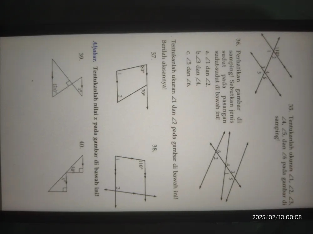 35 Tentukanlah ukuran 1 2 3 4 5 dan 6 pada | StudyX