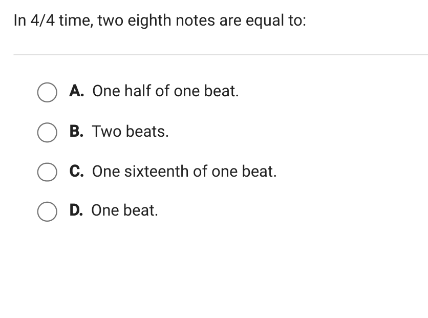 Two Height Notes In 4/4 time two eighth notes are equal to A | StudyX