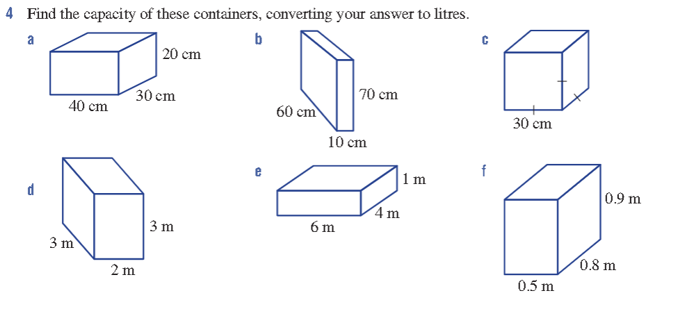 Find the capacity of these containers, | StudyX