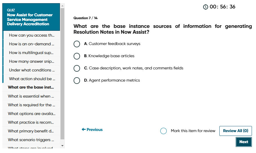 Question 7 / 14 What are the base instance