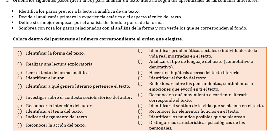 1. Ordena los siguientes pasos (del 1 al 50) | StudyX