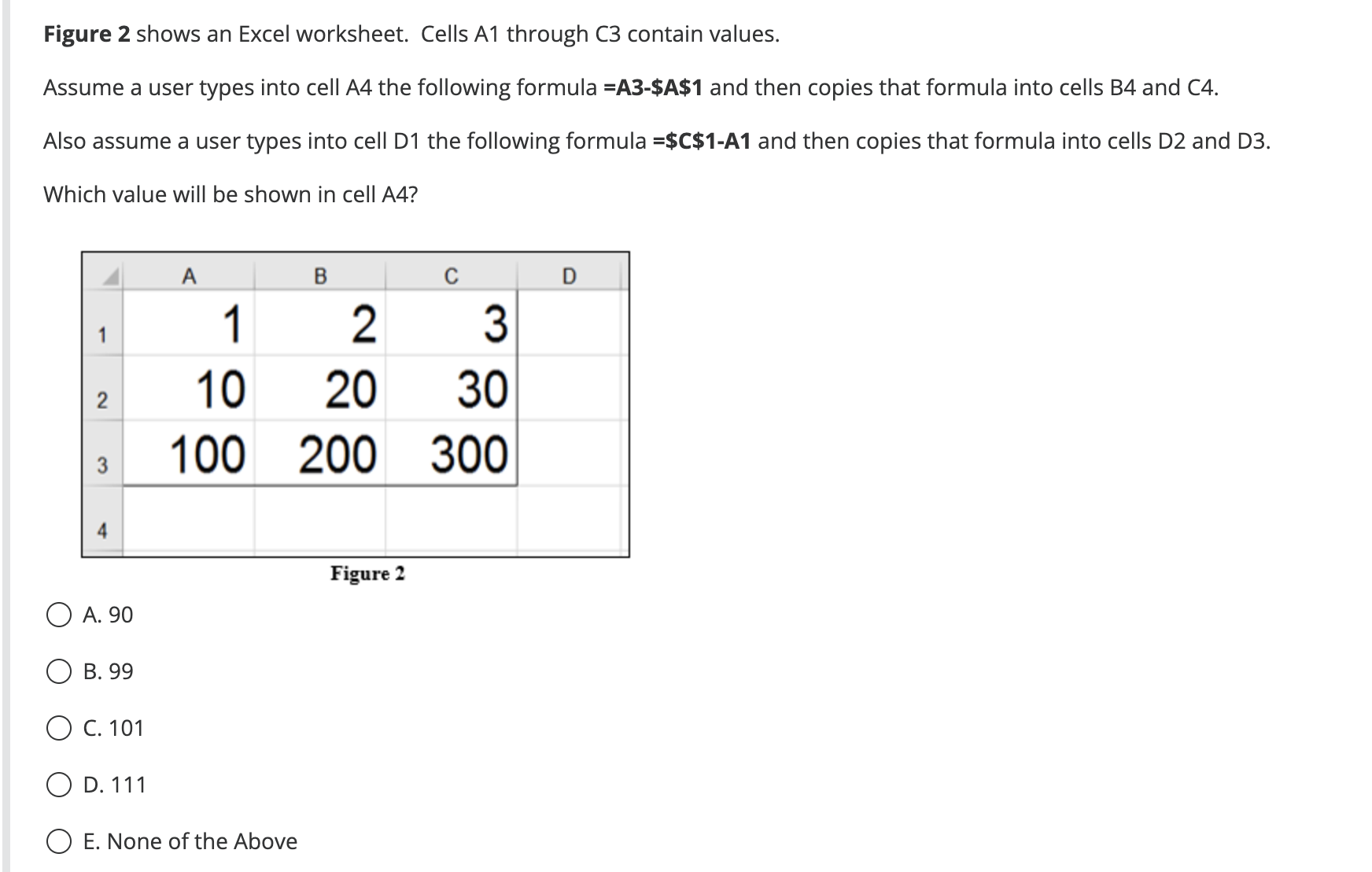 Figure 2 shows an Excel worksheet. Cells A1