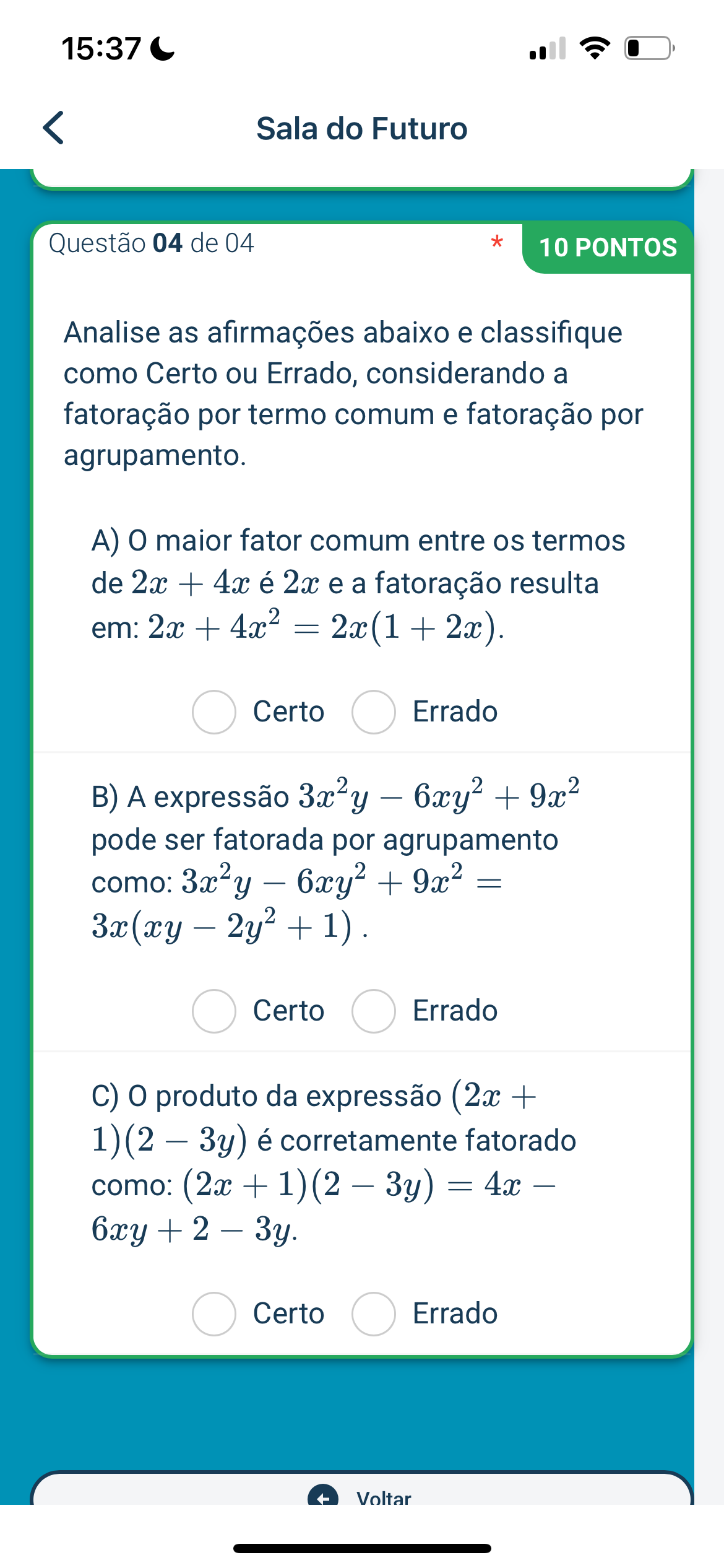 Analise as afirmações abaixo e classifique | StudyX