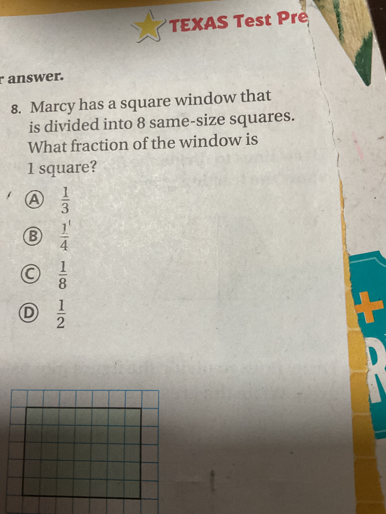 8. Marcy has a square window that is divided | StudyX