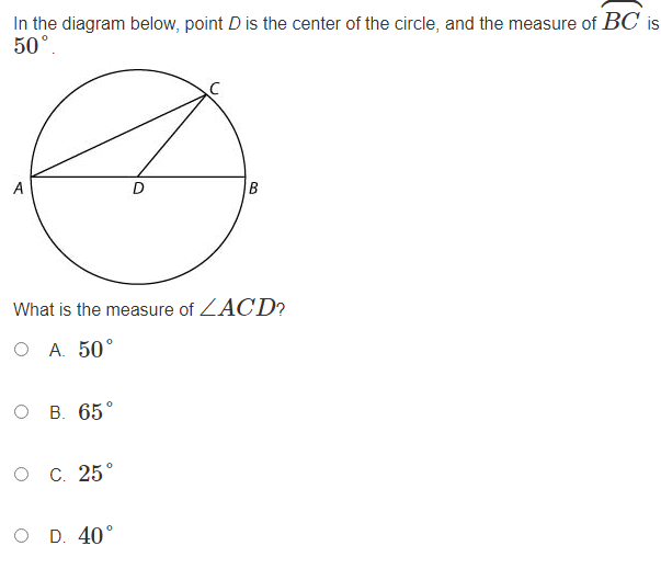In the diagram below point D is the center | StudyX