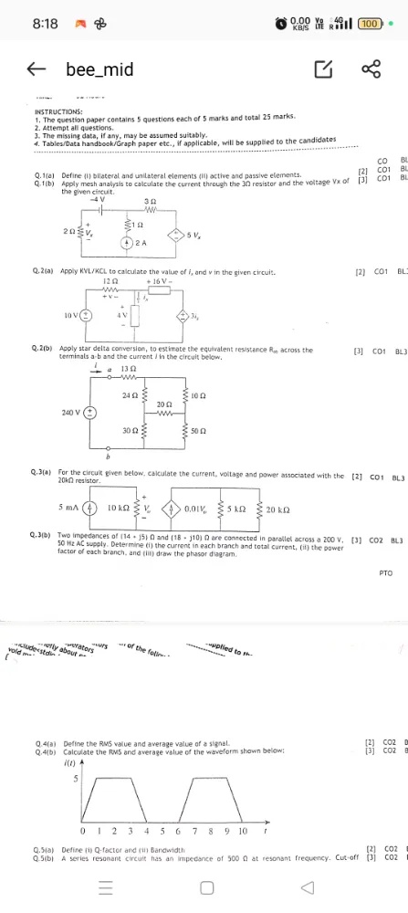 Q.1(a) Define (i) bilateral and unilateral | StudyX