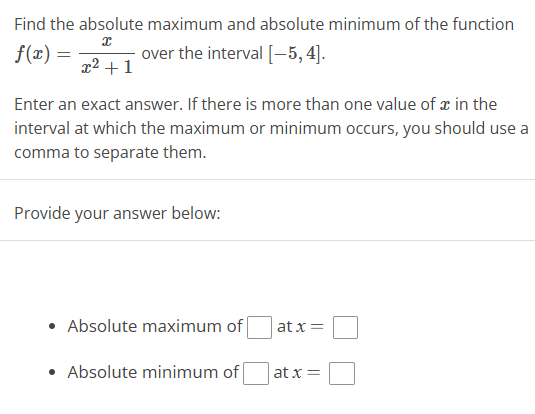 Find the absolute maximum and absolute | StudyX