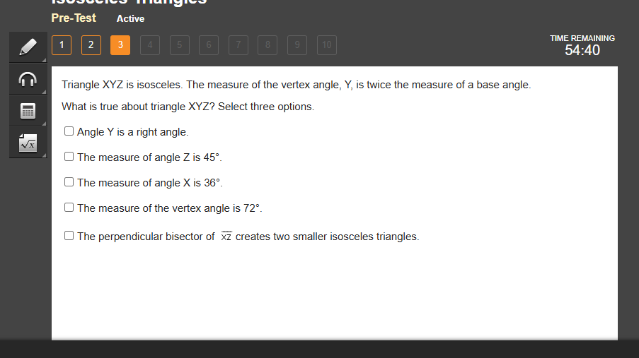 Triangle XYZ is isosceles The measure of the | StudyX