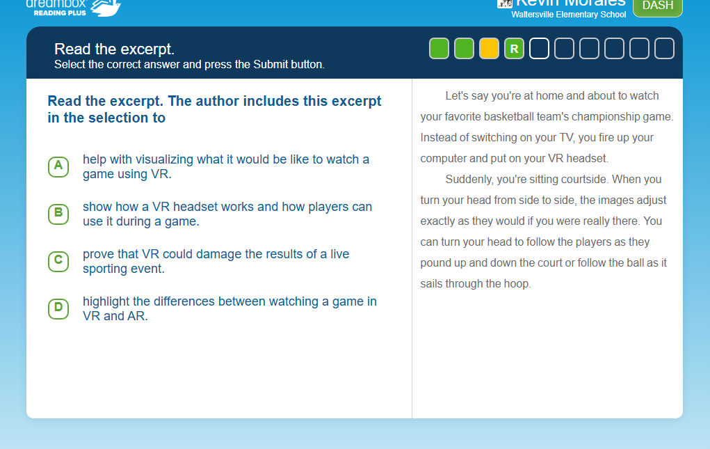 Read the excerpt. Select the correct answer