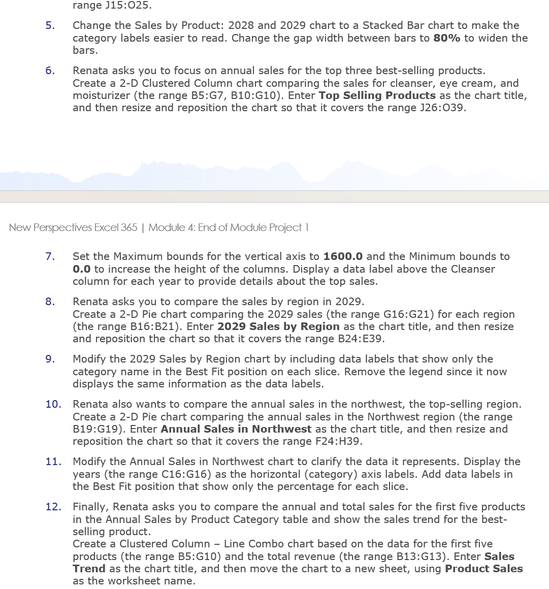 Change the Sales by Product: 2028 and 2029