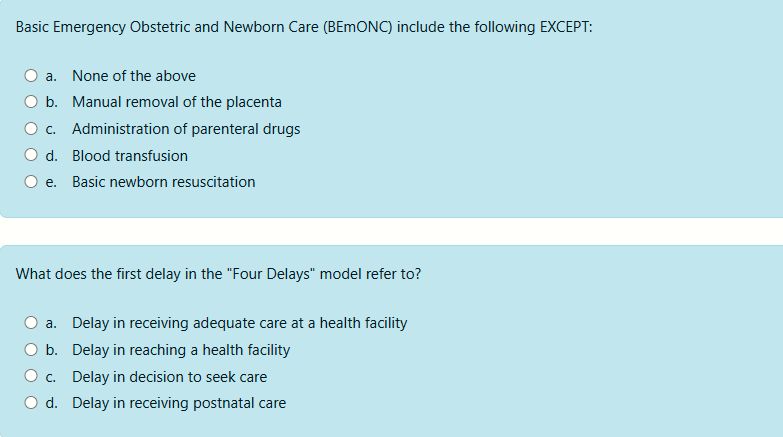 Basic Emergency Obstetric and Newborn Care | StudyX