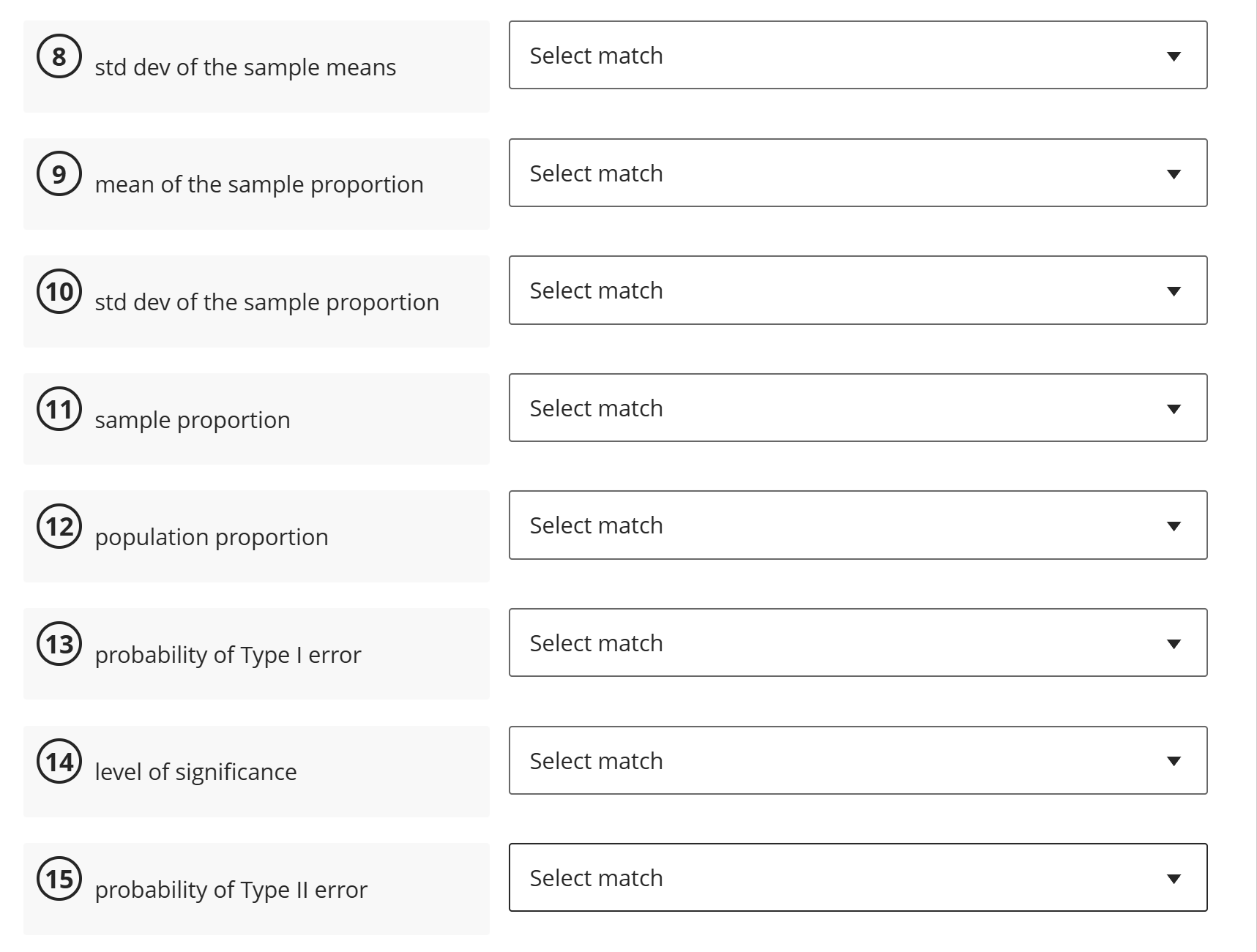 Match the following: Prompts 1. population | StudyX
