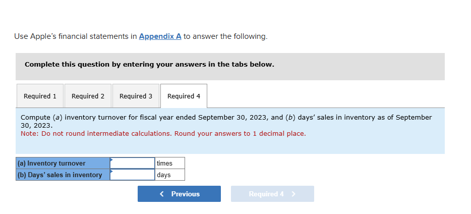 Use Apple's financial statements in Appendix