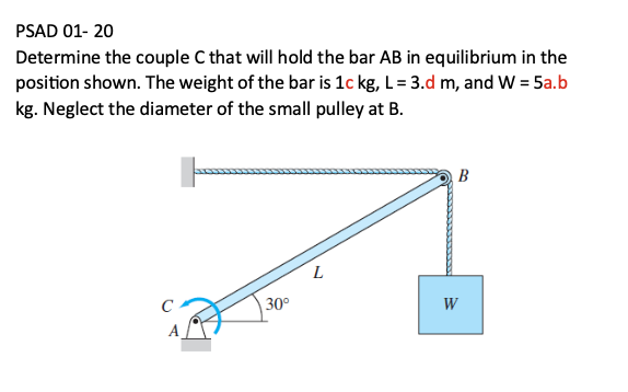 PSAD 01- 20 Determine the couple C that | StudyX