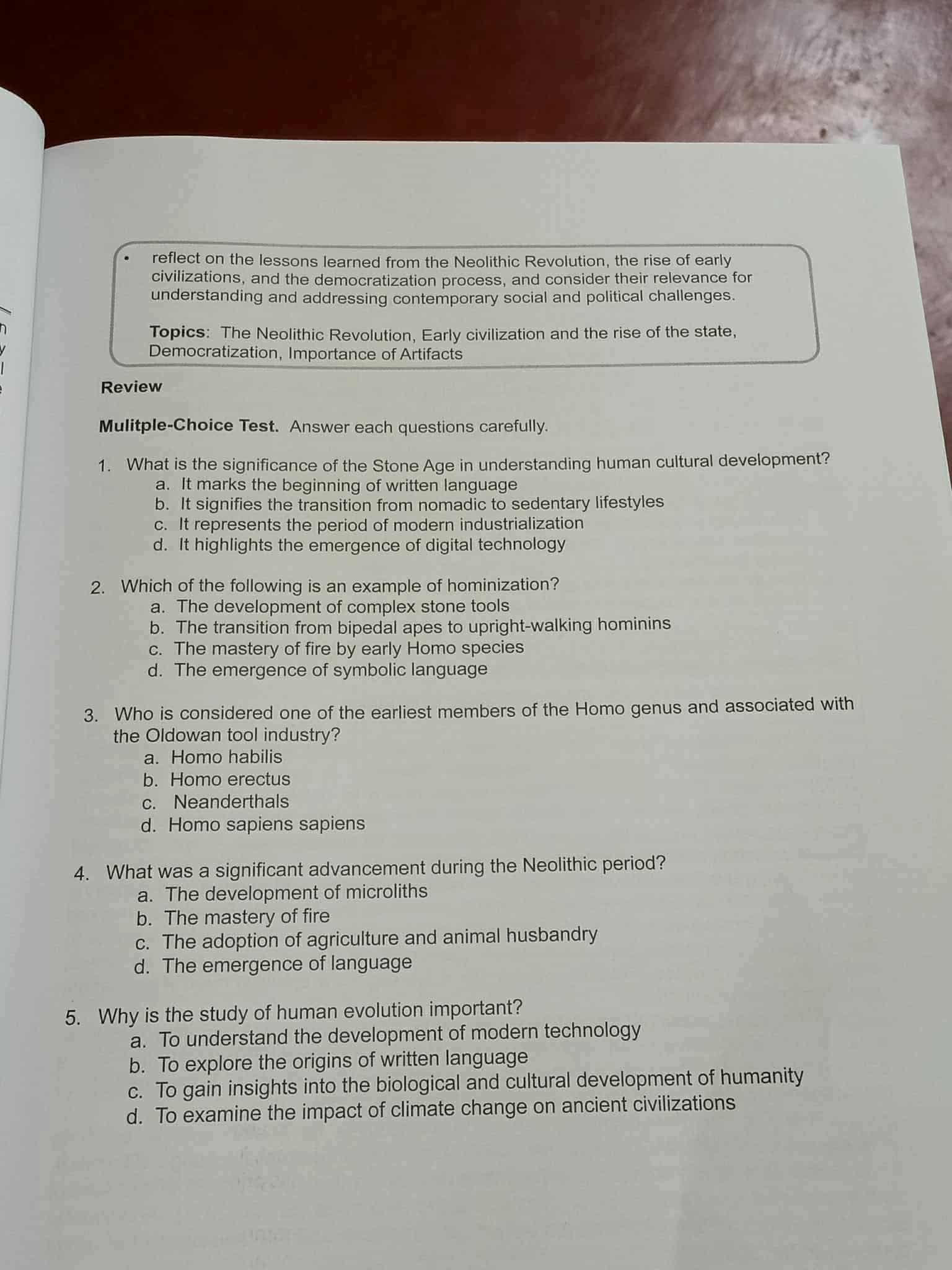 1. What is the significance of the Stone Age | StudyX