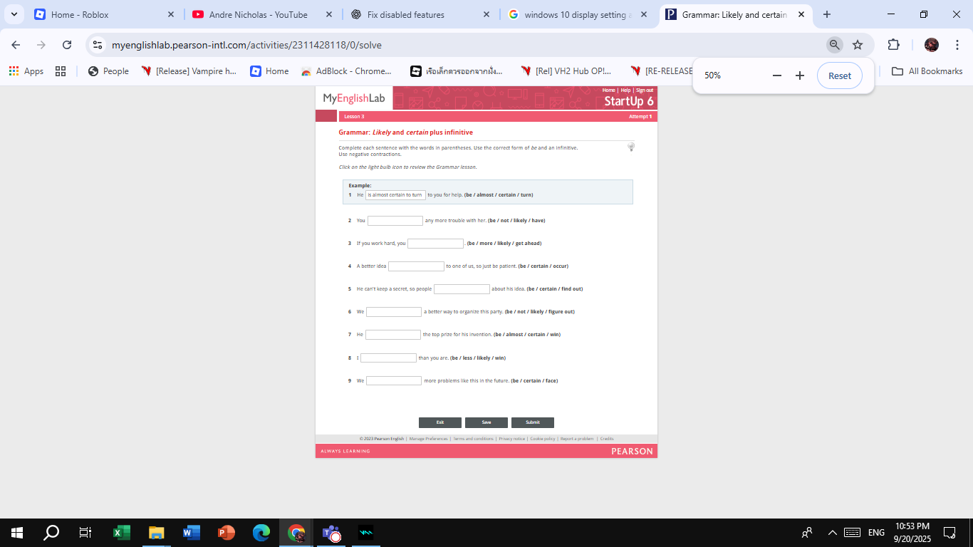 Complete each sentence with the words in | StudyX