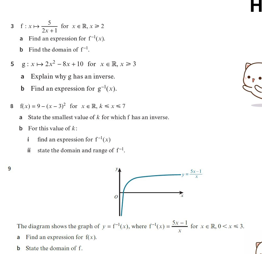 3 \(f: x {5}{2x+1}\) for \(x {R}, x | StudyX