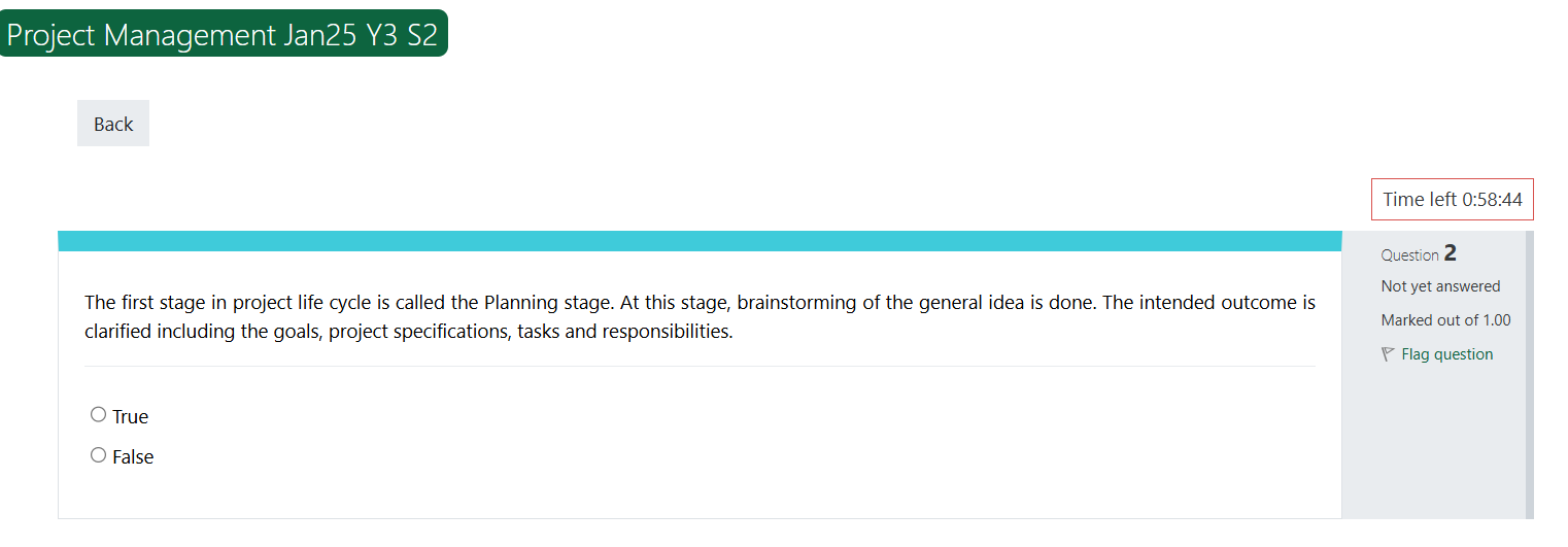 The first stage in project life cycle is | StudyX