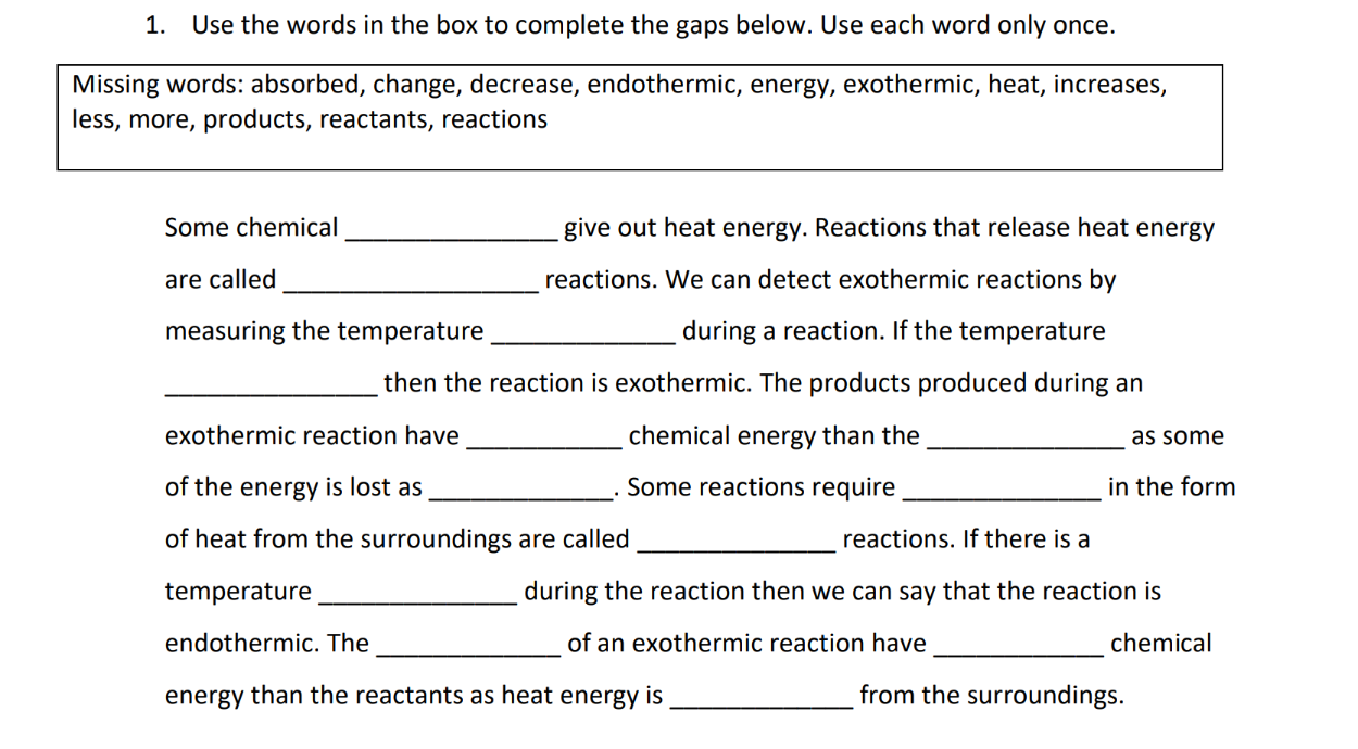 1. Use the words in the box to complete the | StudyX