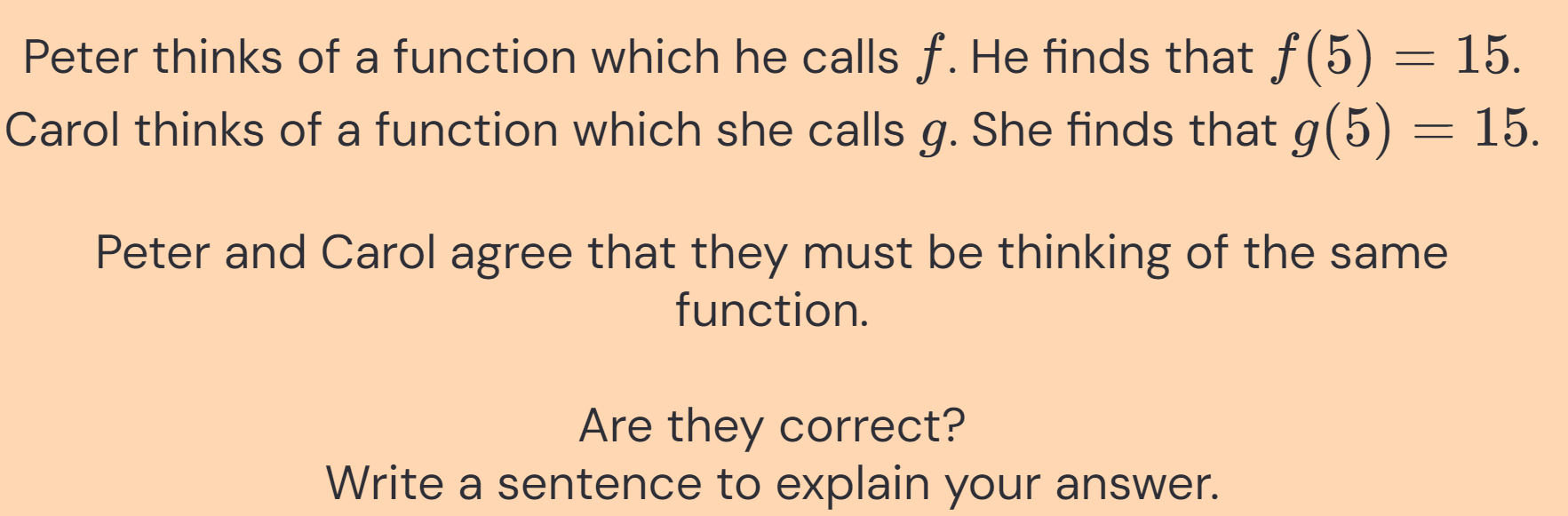 Peter thinks of a function which he calls | StudyX