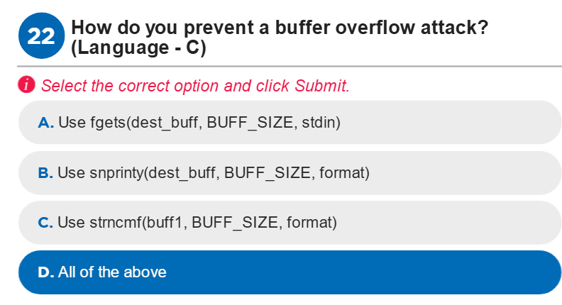 How do you prevent a buffer overflow attack? | StudyX