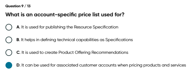 What is an account-specific price list used | StudyX