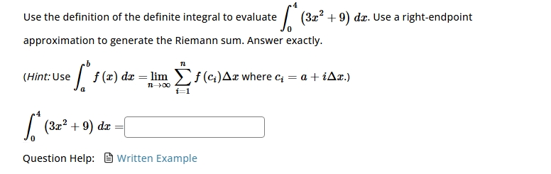 Use the definition of the definite integral | StudyX