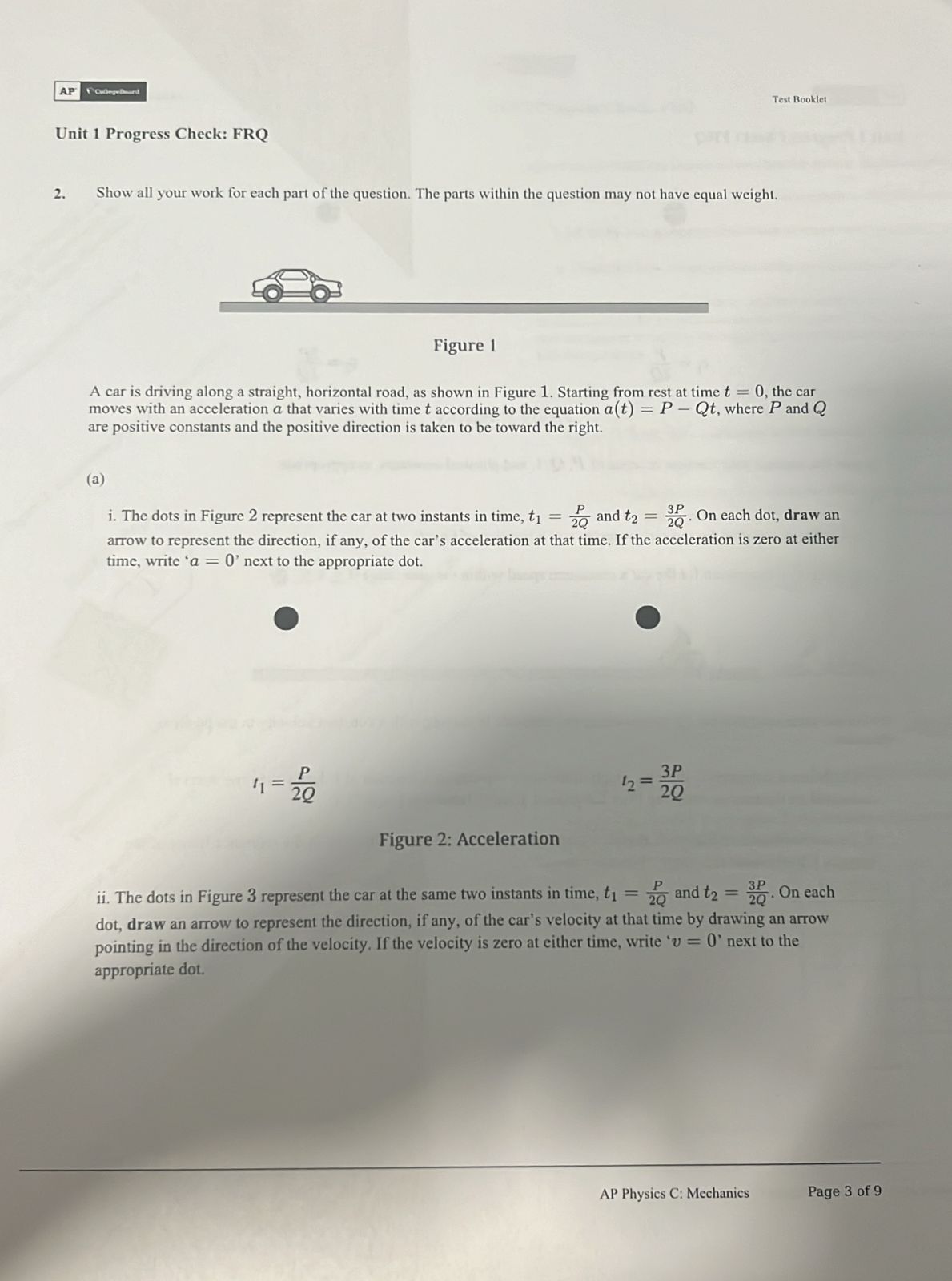 A car is driving along a straight,