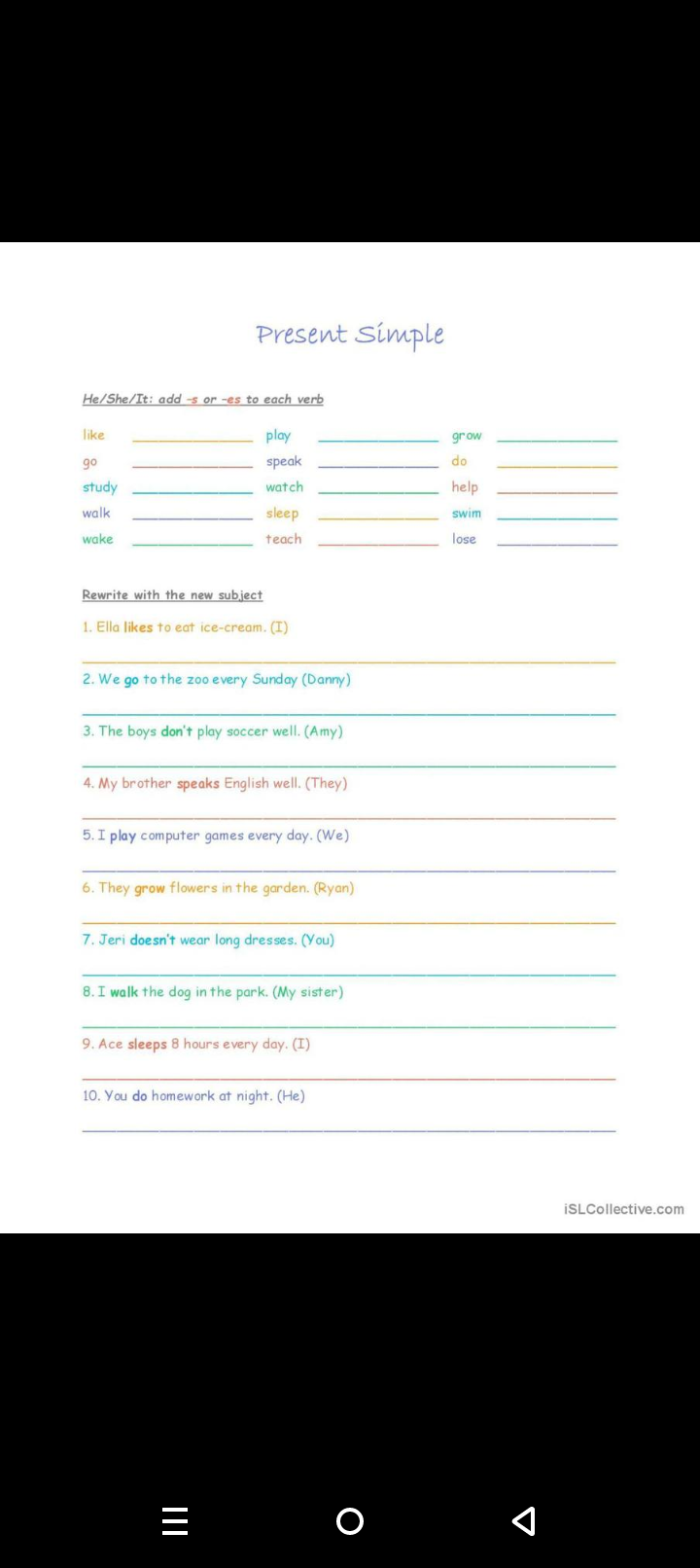 Present Simple He/She/It: add -s or -es to | StudyX
