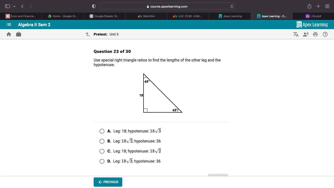 Triangle Hy Question 23 of 30 Use special right | StudyX