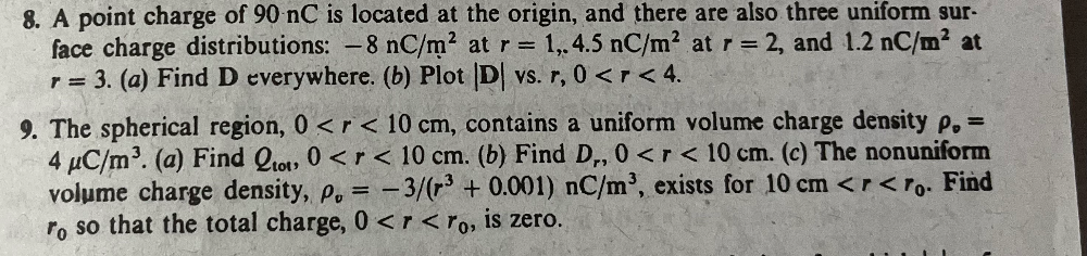 D Vs R A point charge of 90 nC is located at the