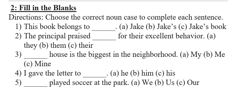 2: Fill in the Blanks Directions: Choose | StudyX